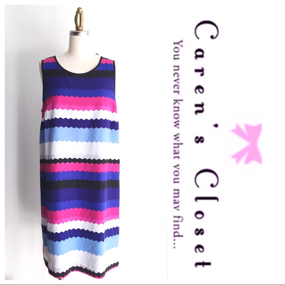 NWOT Kenzie Graphic Stripe Shift Dress - Picture 2 of 6